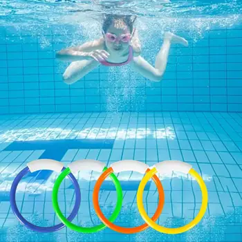 4-кратные детские игрушки для погружения в бассейн, многоцветные кольца для подводного плавания