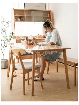 Nordic Soft Package Обеденный стол и стул из цельного дерева Со спинкой для дома, Макияж для гостиной, Дизайнерский кабинет, Кофе, Повседневная одежда Президента