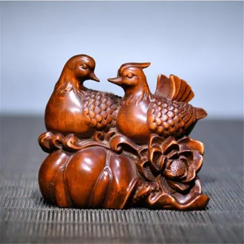 Архаизируйте утку-мандаринку ручной работы из самшита seiko, украшение рабочего стола, статуэтку для поделок