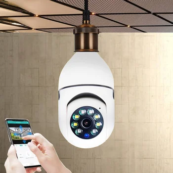 Беспроводная камера видеонаблюдения 1080P WiFi, Монитор безопасности для домашних животных, лампа E27, IP-полноцветная камера ночного видения для защиты безопасности.