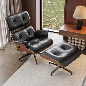Высокое современное классическое кресло для отдыха со столешницей из черной зернистой кожи орехового дерева, прочная опора для гостиной, кабинета, офиса