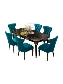Индивидуальный Американский легкий Роскошный обеденный стул Современный простой Повседневный Синий бархатный стул с пряжкой в европейском стиле для кафе-отеля