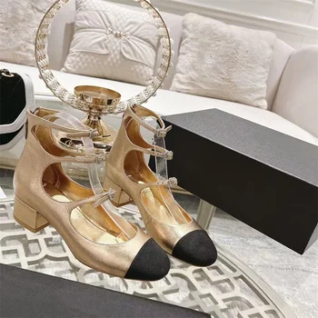 Кожаные туфли-лодочки с поясом, Дизайнерские женские повседневные уличные модельные туфли, Летние Удобные лоферы для танцев в Риме, Новая Модная женская обувь