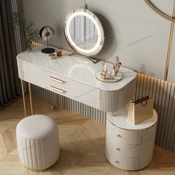 Легкий туалетный столик в роскошном стиле, шкаф для макияжа, спальня, современный, простой, чистый красный, высококачественный, цельный маленький Un