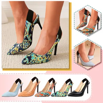 Летние женские туфли с острым каблуком, Разноцветные босоножки на тонком каблуке, женские модельные туфли с острым носком на каблуке 10 см