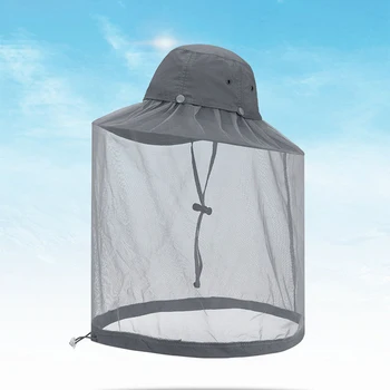Нейлоновая рыболовная шляпа с репеллентом от комаров, панама для защиты от Солнца, Дышащая Регулируемая Защита шеи на открытом воздухе