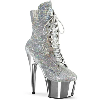 Новые свадебные женские туфли для танцев в ночном клубе на высоком каблуке 17 см, вечерние ботильоны для банкета на платформе