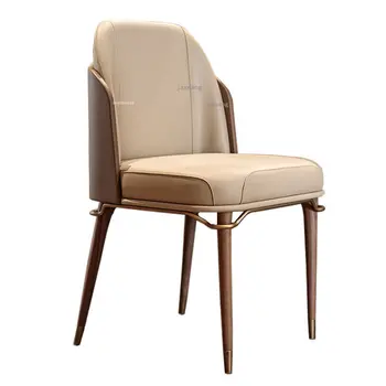 Обеденные стулья из американского массива дерева для кухни с роскошной кожаной спинкой, кресло для переговоров для отдыха, мебель для дома, Скандинавский обеденный стул
