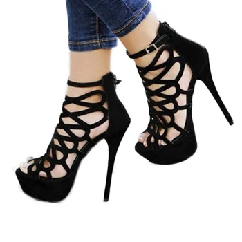 Обувь SHOFOO, красивые женские босоножки на высоком каблуке. Высота каблука около 15 см. Летняя женская обувь. Показ мод сандалий на платформе