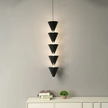 Подвесной светильник Nordic Conuses LED Art Luxury Corner Lustre, украшение гостиной, спальни, Золотой, Черный подвесной светильник