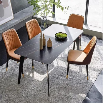 Прямоугольный Роскошный Обеденный стол В итальянском стиле, экономящий пространство, Ножки обеденного стола Металлические, Мебель для кухни Mesas De Comedor