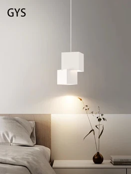 Светодиодная подвесная лампа, Современная минималистичная люстра, Прикроватная тумбочка для маленькой спальни, Nordic Creative Box Master, Подвесной светильник 110V 220V, белый