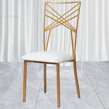 Скандинавские Кованые обеденные стулья со спинкой Кухонные Обеденные стулья для отдыха Мебель для дома Легкий стул для столовой роскошного отеля