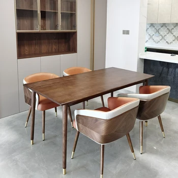 Современный минималистичный деревянный обеденный стул для кухонной мебели Кресло с роскошной отделкой Высококачественные обеденные стулья с удобным сиденьем