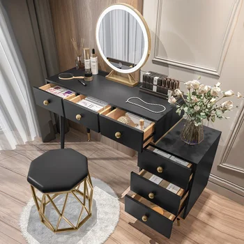 Туалетный столик для маленькой квартиры, Черный стол для макияжа в скандинавском стиле, Мебель для спальни, Современный минимализм, предметы домашнего обихода Tocador Maquillaje