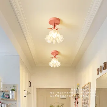 Французский кремовый цветок лилии из колец, светильник для коридора, современный простой и креативный светильник для входа в дом, потолочный светильник для спальни