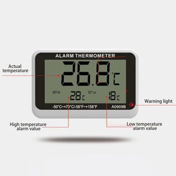 0909B ЖК-цифровой термометр для измерения температуры в помещении, удобный с функцией сигнализации, приборы для измерения температуры-50 ℃-+ 70 ℃