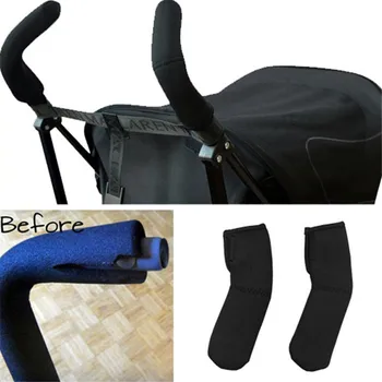 1 Пара черных неопреновых чехлов для детских колясок, подлокотники-пуссетки, защитный чехол для ручек для детских колясок