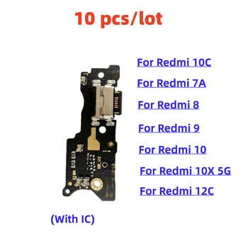 10 шт./лот, док-станция для USB-зарядного устройства, Разъем для подключения зарядной платы, гибкий кабель для Redmi 7A 8 9 10 10C 10X 5G 12C