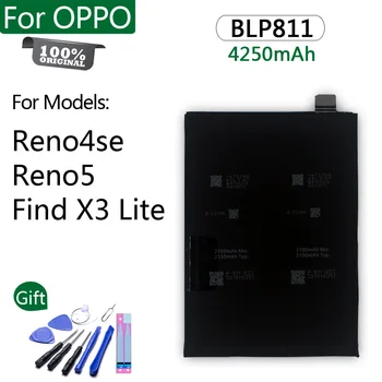 100% Оригинальный Аккумулятор BLP811 Для OPPO Reno4se Reno5 Find X3 lite 4250 мАч Высококачественный Сменный Аккумулятор
