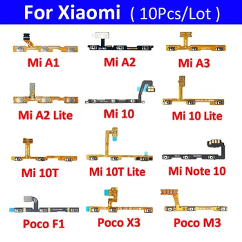 10шт Боковая Кнопка Включения Выключения Громкости Гибкий Кабель Для Xiaomi Mi A1 A2 A3 Mi 9 10 10T 11 Lite Pro Mi Note 10 Pro Poco F1 X3 M3