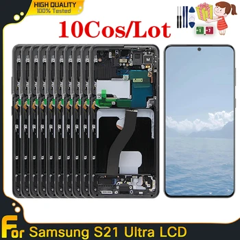 10ШТ Оригинальный ЖК-дисплей Для Samsung Galaxy S21 Ultra 5G G998F G998B ЖК-дисплей С Сенсорным Экраном Digitizer В Сборе Для S21 Ultra
