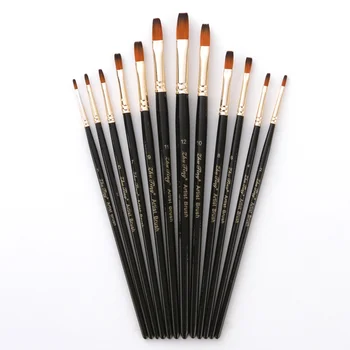 12 шт. двухцветных нейлоновых кистей с деревянной ручкой Artist Brush