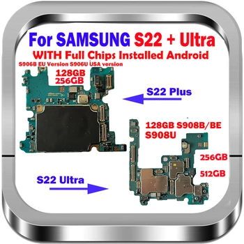128 ГБ Материнская Плата Для Samsung Galaxy S22 Ultra S908B S908U Plus S906B S906U S22 S901B S901U Оригинальная Основная Логическая Плата Хорошая