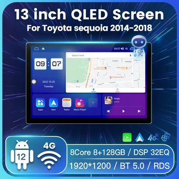 13-дюймовый сенсорный QLED-экран 12 Автомобильный мультимедийный радиоплеер для Toyota Sequoia 2014 2015 2016 2017 2018 Голосовое управление AI WiFi GPS BT