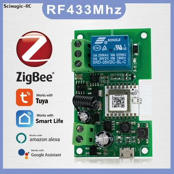 1CH Zigbee Умный Домашний Выключатель Света USB 5V AC DC 12V 220V Беспроводной RF 433 МГц Пульт Дистанционного Управления Релейный Модуль Синхронизации Для Alexa Google