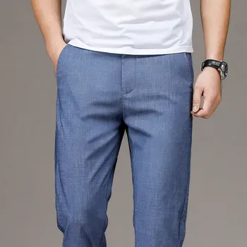 2023 Весенне-летние новые мужские легкие деловые повседневные брюки Straig, свободные модные льняные брюки, мужские мешковатые брюки