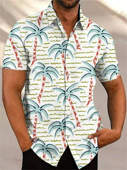 2023 Новая Мужская Гавайская Рубашка С Коротким Рукавом Для Мужчин, Блузка С 3D Принтом Кокосовой Пальмы, Топы, Повседневная Футболка Оверсайз, Мужская Одежда