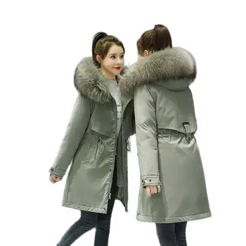 2023 Новые бархатные парки, пальто, женская одежда, Высококачественная зимняя пуховая хлопчатобумажная куртка, сохраняющая тепло, пальто с капюшоном средней длины