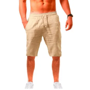 2023 Новые Беговые мужские хлопчатобумажные льняные шорты, брюки, Мужские Летние дышащие однотонные льняные брюки, Уличная одежда для фитнеса S-3XL
