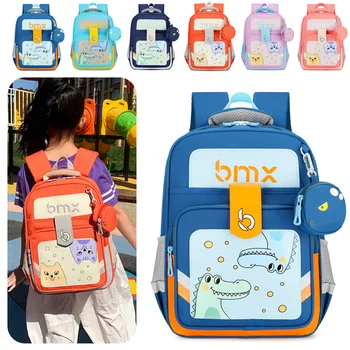 2023 Новый школьный ранец для начальной школы, мультяшный детский рюкзак большой емкости с кошельком для монет, водонепроницаемая школьная повседневная сумка