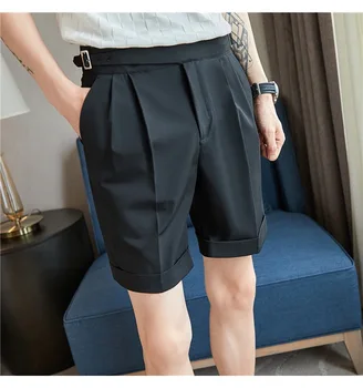 2023 Плиссированные шорты Мужские Летние однотонные шорты Мужская дышащая прохладная уличная одежда Короткий Корейский модный стиль