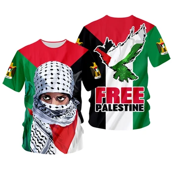 2023Global мире альянса 3D печатных летние палестинского футболка шарф девушка спасти Палестину с коротким рукавом негабаритных свободные футболки