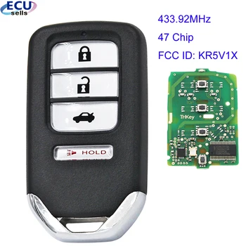 3 + 1B Смарт-Дистанционный Ключ FSK433.92 МГц 47 Чип Для Honda Acura MDX RDX ILX TLX Civic Accord 2014-2019 Подходит 18-2020 FCC ID: KR5V1X