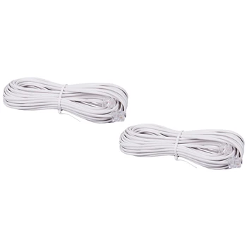 3шт Удлинительный кабель для телефонного разъема RJ11 длиной 10 м белого цвета