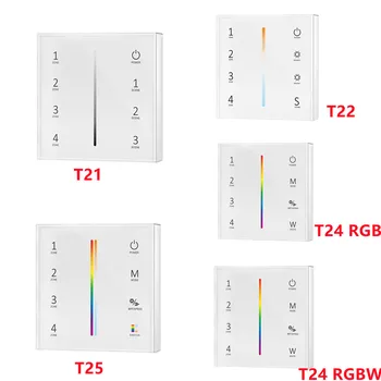 4 зоны 1-5 цветной RF пульт дистанционного управления 2.4 G RF Беспроводной светодиодный контроллер стеклянная сенсорная панель T21 T22 T24 T25 для цветной/RGB/RGBW светодиодной ленты
