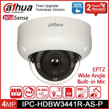 4-Мегапиксельная IP-камера Dahua POE IPC-HDBW3441R-AS-P Широкоугольная IP67 IK10 WizSense Купольная Сетевая Камера Видеонаблюдения EPTZ IR с встроенным микрофоном