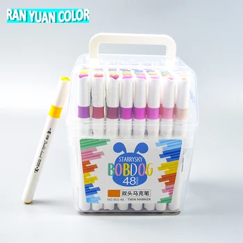 48 Цветов, набор перманентных маркеров для белой доски с двойным наконечником, рисование студента Аниме, Двухголовочная маркерная ручка