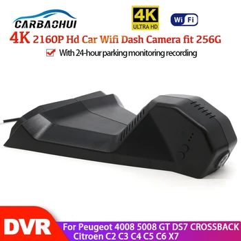4K Автомобильный Wifi Видеорегистратор Камера Регистратор 24H Full HD 2160P Ночного Видения Для Peugeot 4008 5008 GT DS7 CROSSBACK Citroen C2 C3 C4 C5 C6 X7