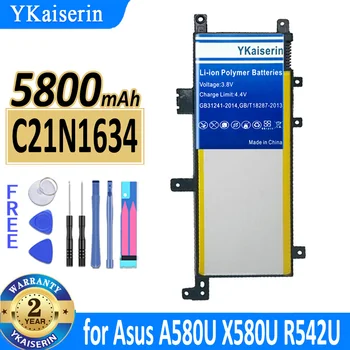 5800 мАч YKaiserin Батарея C21N1634 для Asus A580U X580U X580B A542U R542U R542UR X542U V587U FL5900L FL8000U Батареи