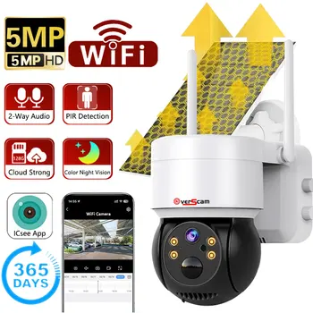 5MP Беспроводное Наружное Видео 2K WiFi Солнечная Камера Наблюдения Защита Домашней Безопасности Батарея Длительного Ожидания Mini iCSee AI Human