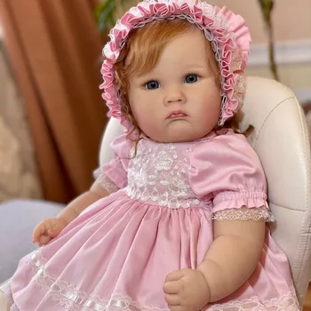60 см Куклы Реборн Бебе Реборн Принцесса для малышей, ручная роспись, многослойная игрушка с вьющимися волосами с видимой текстурой для детей