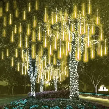 8 Трубок Метеоритный дождь Светодиодное праздничное освещение Уличная гирлянда Свадебные украшения для Рождественской елки Украшение сада на открытом воздухе 2024