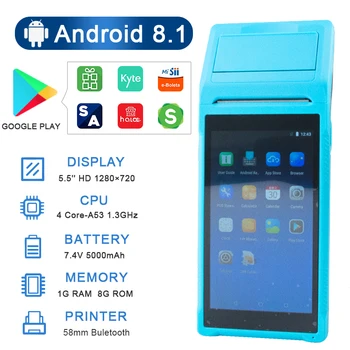 Android POS 58-мм термопринтер Bluetooth, Портативный терминал для чеков, карманный КПК, система торговых точек Все в одном Impressora