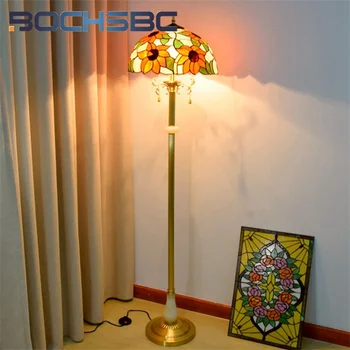 BOCHSBC Витраж Тиффани Из Чистой Меди Торшер в стиле Подсолнуха декоративная Прикроватная лампа для гостиной спальни