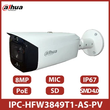 IP-камера Dahua IPC-HFW3849T1-AS-PV 8-Мегапиксельная Интеллектуальная Двойная Подсветка с активным сдерживанием Пули С Фиксированным фокусным расстоянием Сетевая Камера WizSense с микрофоном IP67